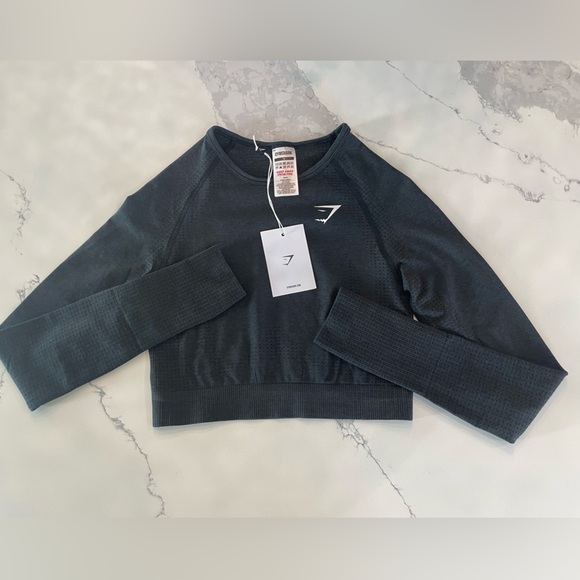 Gymshark Tops - Gymshark Vital Seamless 2.0 Crop Top Black Marl